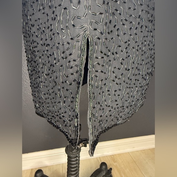 ✨ Vintage 1980s Stenay Black Silk Beaded Dress – Made in India ✨ - Picture 11 of 13